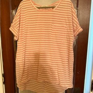 Umgee Pink and White Striped Blouse